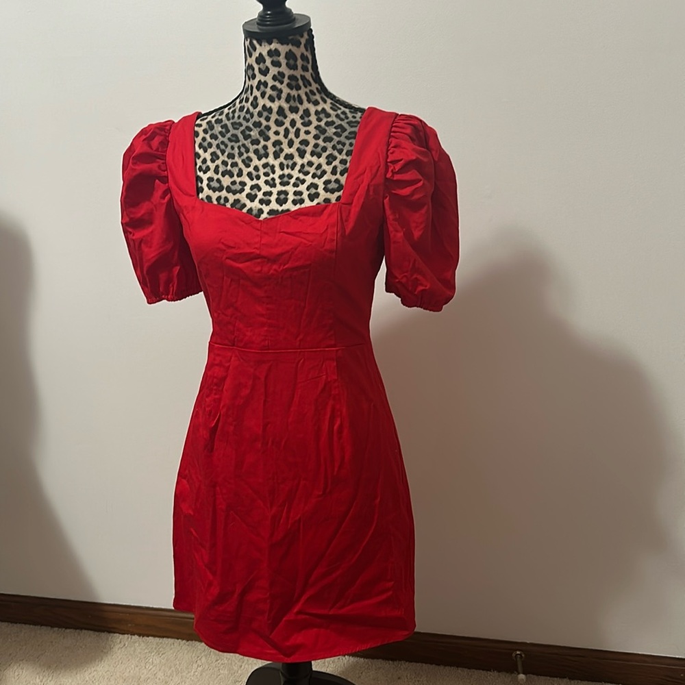 This is a cute red small dress by Lily Rose.
